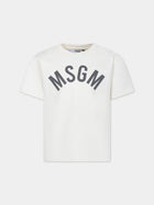 T-shirt avorio per bambino con logo,Msgm Kids,S4MSJBTH265 013